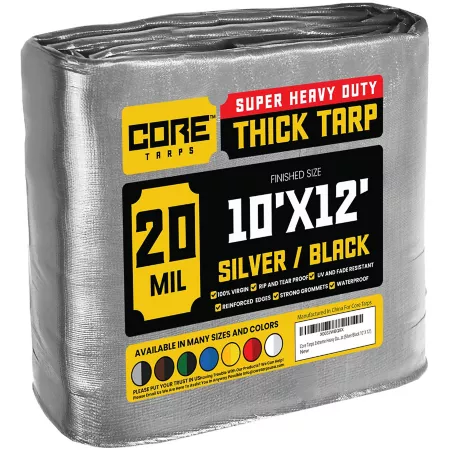 Core Tarps 10 ft x 12 ft Tarp 20 mil Silver/Black Tarps