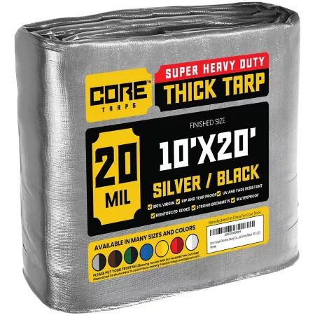 Core Tarps 10 ft x 20 ft Tarp 20 mil Silver/Black Tarps