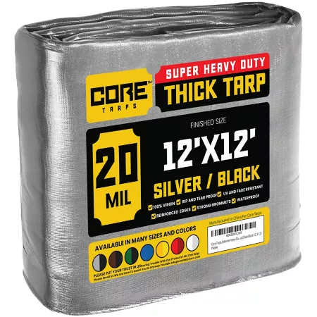 Core Tarps 12 ft x 12 ft Tarp 20 mil Silver/Black Tarps