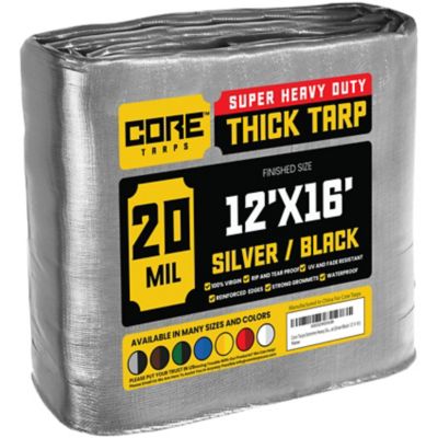 Core Tarps 12 ft. x 16 ft. Tarp, 20 Mil, Silver/Black