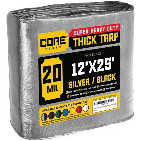 Core Tarps 12 ft x 25 ft Tarp 20 mil Silver/Black Tarps