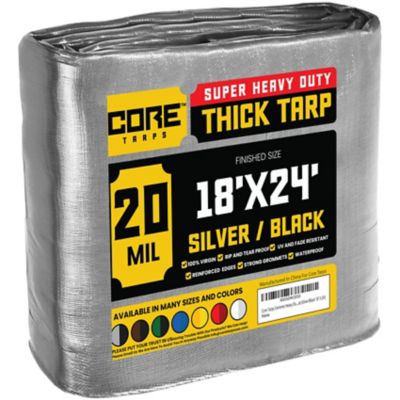 Core Tarps 18 ft. x 24 ft. Tarp, 20 Mil, Silver/Black