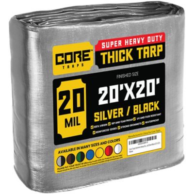 Core Tarps Silver/Black 20Mil 20 x 20 Tarp, CT-701-20X20, CT-701-20x20