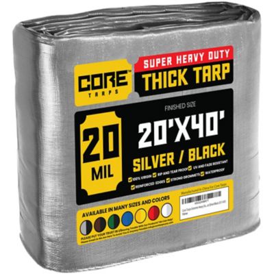 Core Tarps 20 ft. x 40 ft. Tarp, 20 Mil, Silver/Black