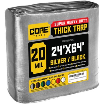 Core Tarps 24 ft. x 64 ft. Tarp, 20 Mil, Silver/Black