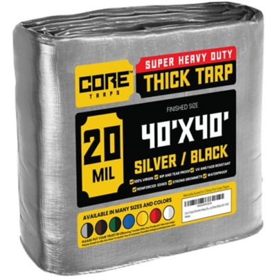 Core Tarps 40 ft. x 40 ft. Tarp, 20 Mil, Silver/Black