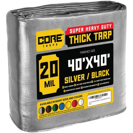 Core Tarps 40 ft x 40 ft Tarp 20 mil Silver/Black Tarps