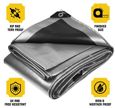 Image showing  40 ft. x 60 ft. Tarp, 20 Mil, Silver/Black