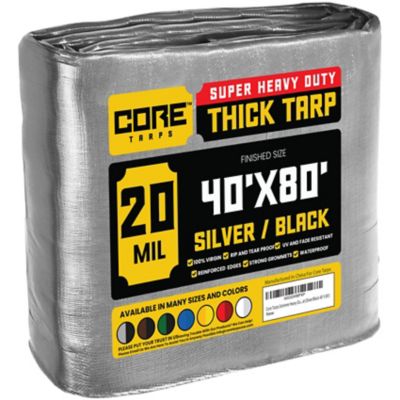 Core Tarps Silver/Black 20Mil 40 x 80 Tarp, CT-701-40X80, CT-701-40x80