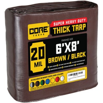 Core Tarps 6 ft. x 8 ft. Tarp, 20 Mil, Brown/Black