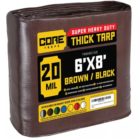 Core Tarps 6 ft x 8 ft Tarp 20 mil Brown/Black Tarps