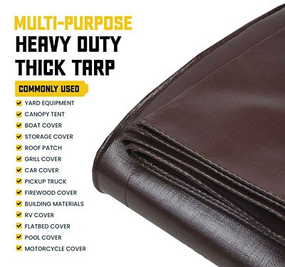 Image showing 5 th Core Tarps 10 ft. x 10 ft. Tarp, 20 mil, Brown/Black