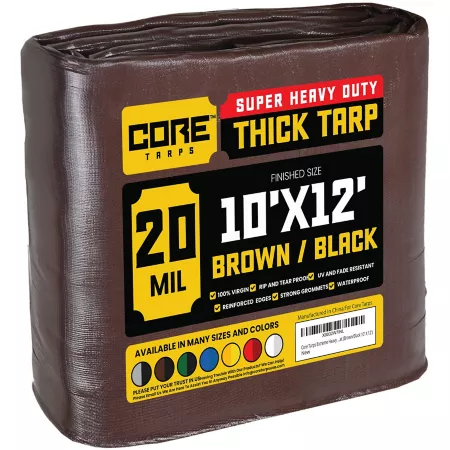 Core Tarps 10 ft x 12 ft Tarp 20 mil Brown/Black Tarps