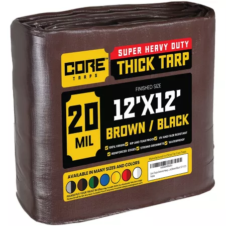 Core Tarps 12 ft x 12 ft Tarp 20 mil Brown/Black Tarps