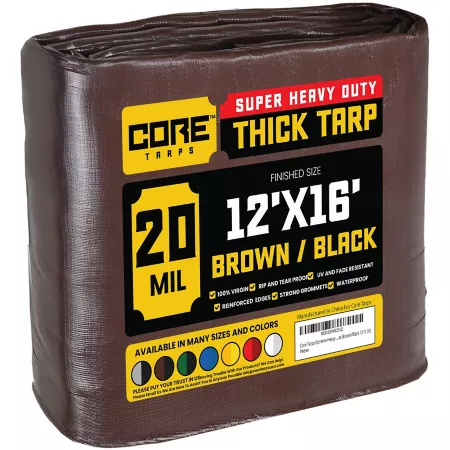 Core Tarps 12 ft x 16 ft Tarp 20 mil Brown/Black Tarps