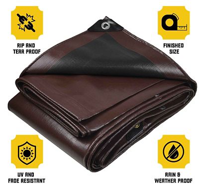 Image showing  12 ft. x 16 ft. Tarp, 20 Mil, Brown/Black
