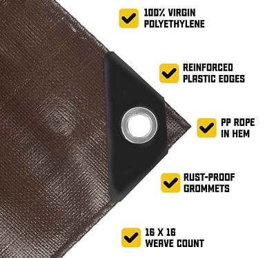 Image showing  12 ft. x 16 ft. Tarp, 20 Mil, Brown/Black