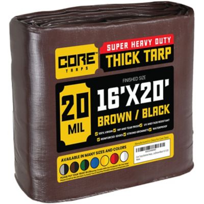 Core Tarps 16 ft. x 20 ft. Tarp, 20 Mil, Brown/Black