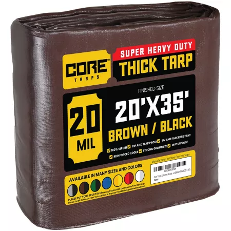 Core Tarps 20 ft x 35 ft Tarp 20 mil Brown/Black Tarps