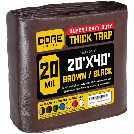 Core Tarps 20 ft x 40 ft Tarp 20 mil Brown/Black Tarps