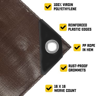 Image showing  Brown/Black 20Mil 24 x 36 Tarp, CT-702-24X36, CT-702-24x36