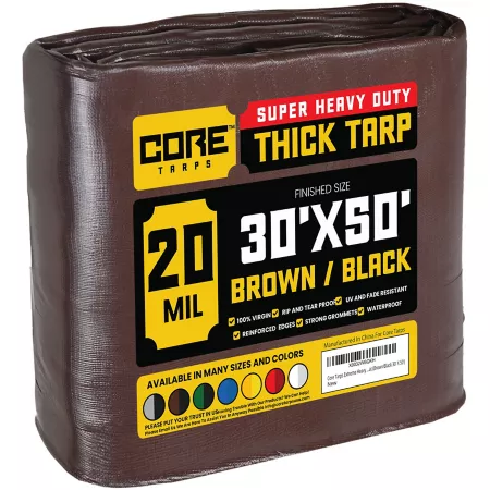 Core Tarps 30 ft x 50 ft Tarp 20 mil Brown/Black Tarps