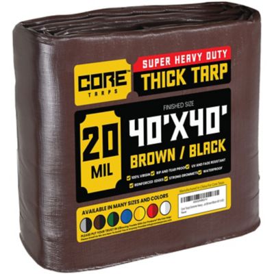 Core Tarps 40 ft. x 40 ft. Tarp, 20 Mil, Brown/Black