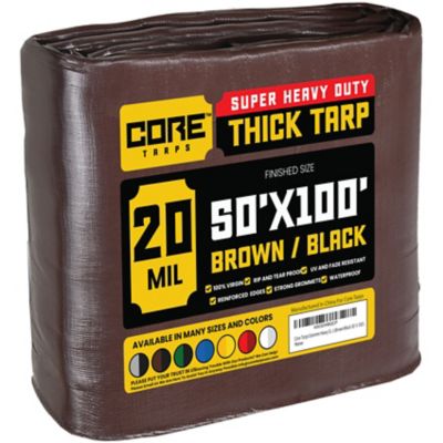 Core Tarps 50 ft. x 100 ft. Tarp, 20 Mil, Brown/Black