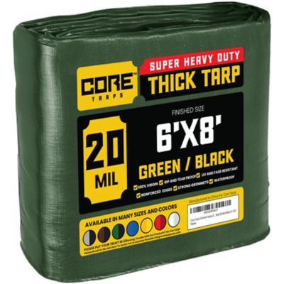 Core Tarps 6 ft. x 8 ft. Tarp, 20 Mil, Green/Black