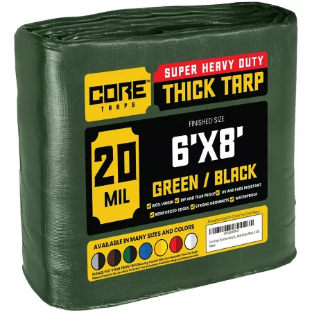 Core Tarps 6 ft x 8 ft Tarp 20 mil Green/Black Tarps