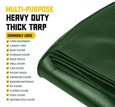 Image showing 5 th Core Tarps 6 ft. x 8 ft. Tarp, 20 Mil, Green/Black