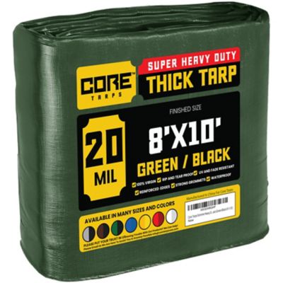 Core Tarps Green/Black 20Mil 8 x 10 Tarp, CT-703-8X10