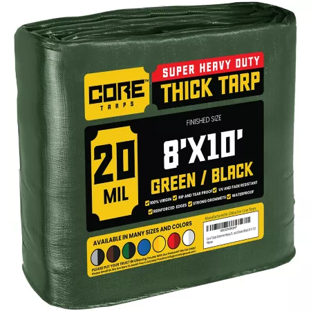 Core Tarps 8 ft x 10 ft Tarp 20 mil Green/Black Tarps