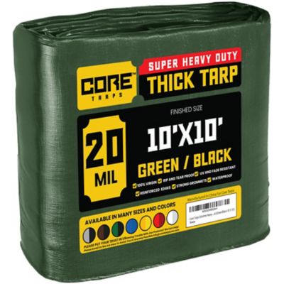 Core Tarps Green/Black 20Mil 10 x 10 Tarp, CT-703-10X10