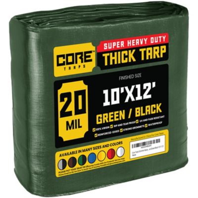 Core Tarps 10 ft. x 12 ft. Tarp, 20 Mil, Green/Black