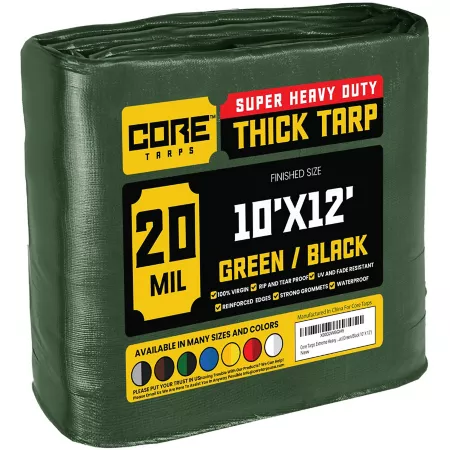 Core Tarps 10 ft x 12 ft Tarp 20 mil Green/Black Tarps