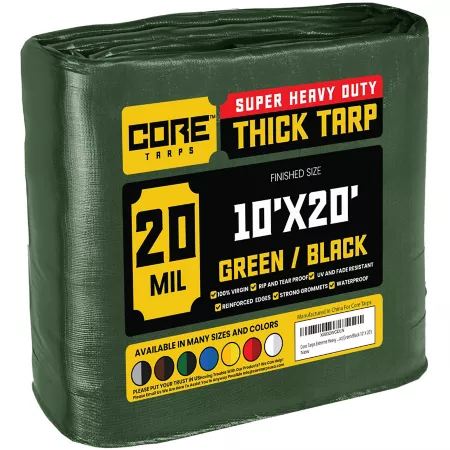 Core Tarps 10 ft x 20 ft Tarp 20 mil Green/Black Tarps