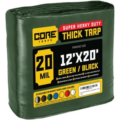 Core Tarps 12 ft. x 20 ft. Tarp, 20 Mil, Green/Black