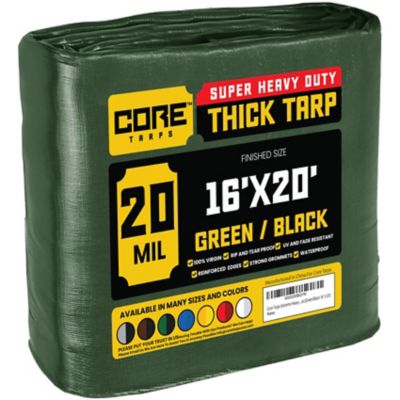 Core Tarps 16 ft. x 20 ft. Tarp, 20 Mil, Green/Black