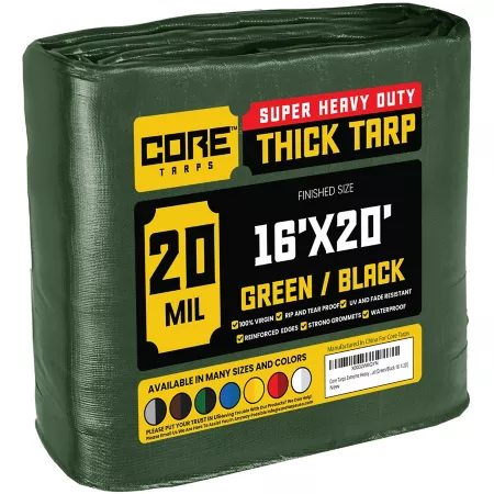 Core Tarps 16 ft x 20 ft Tarp 20 mil Green/Black Tarps