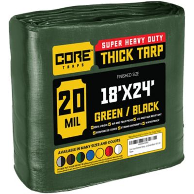 Core Tarps Green/Black 20Mil 18 x 24 Tarp, CT-703-18X24