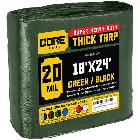 Core Tarps 18 ft x 24 ft Tarp 20 mil Green/Black Tarps