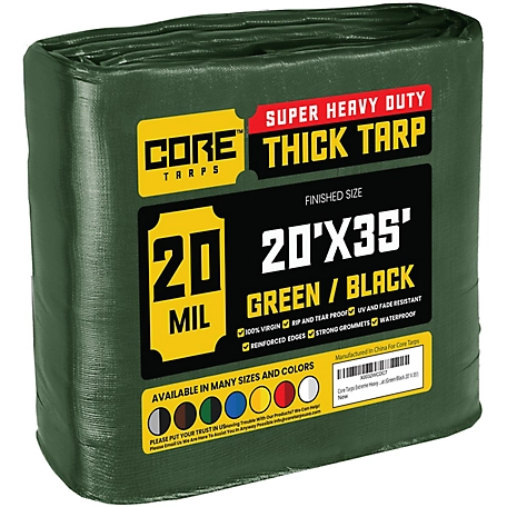 Core Tarps Green/Black 20Mil 20 x 35 Tarp, CT-703-20X35