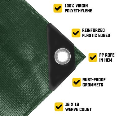 Image showing  20 ft. x 35 ft. Tarp, 20 Mil, Green/Black
