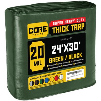 Core Tarps 24 ft. x 30 ft. Tarp, 20 Mil, Green/Black