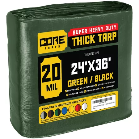 Core Tarps 24 ft x 36 ft Tarp 20 mil Green/Black Tarps