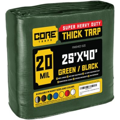 Core Tarps 25 ft. x 40 ft. Tarp, 20 Mil, Green/Black