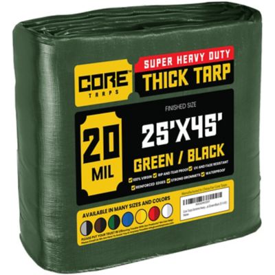 Core Tarps 25 ft. x 45 ft. Tarp, 20 Mil, Green/Black
