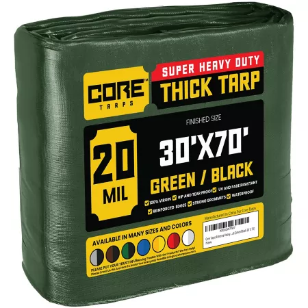 Core Tarps 30 ft x 70 ft Tarp 20 mil Green/Black Tarps