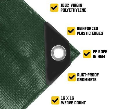 Image showing  40 ft. x 80 ft. Tarp, 20 mil, Green/Black